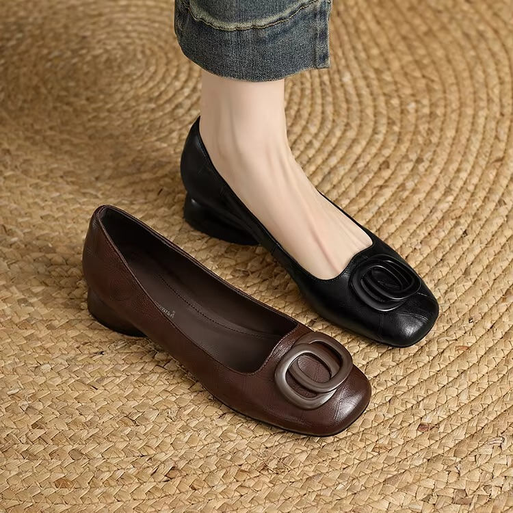 Blair | Square Toe Hardware Detail Low Block Heel Loafer
