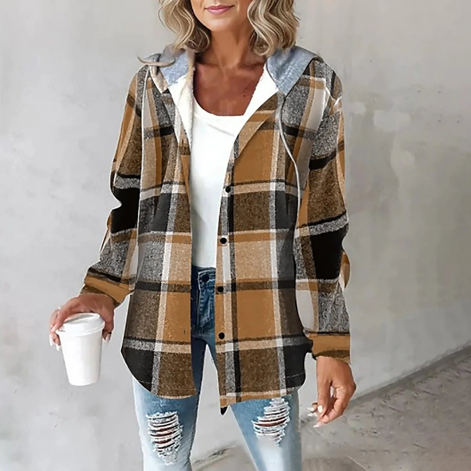 Bronwen | Women's Hooded Plaid Check Flannel Overshirt