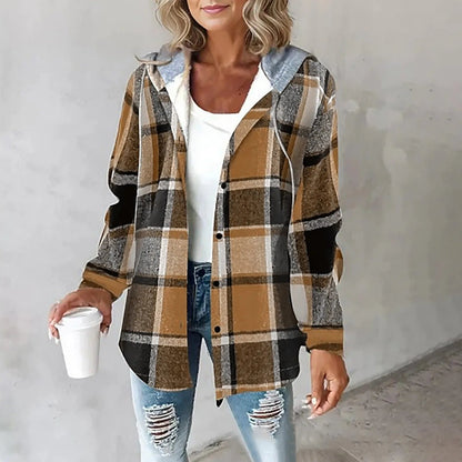 Bronwen | Women's Hooded Plaid Check Flannel Overshirt