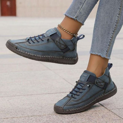 Tamsin | Women's Stitch Detail Lace Up Comfortable Flat Sneaker