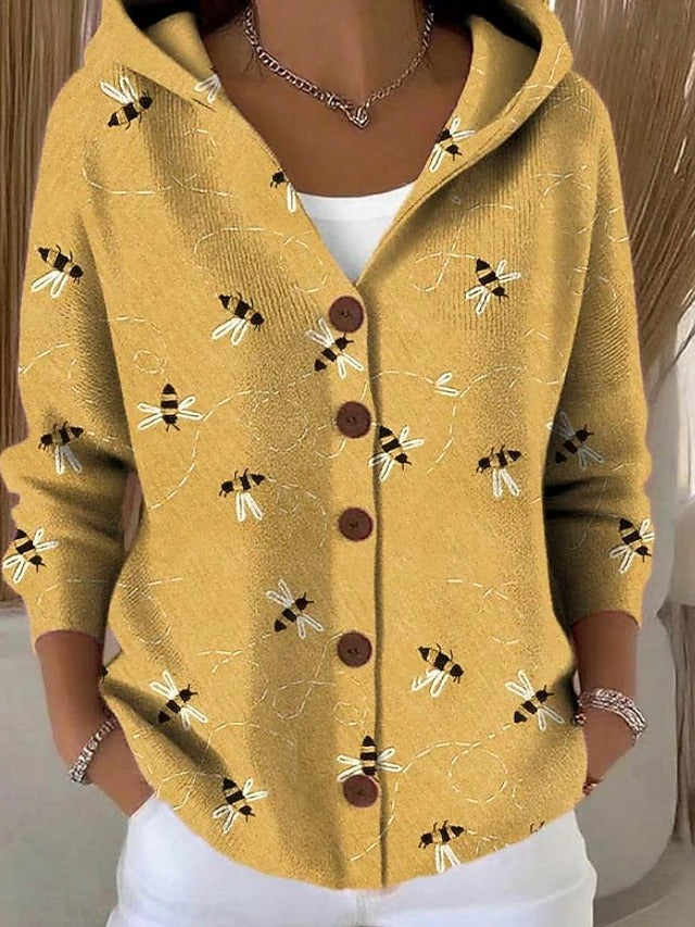 Thandra | Women's Colourful Printed Button-Front Hooded Shirt