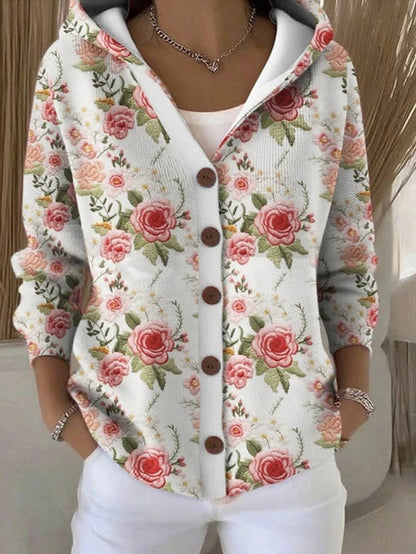 Thandra | Women's Colourful Printed Button-Front Hooded Shirt