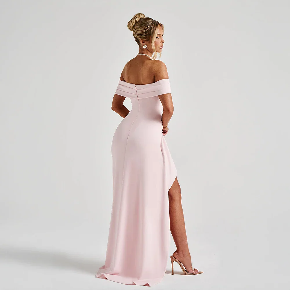 Vivienne | Off Shoulder Maxi Dress Ruched High Slit Formal