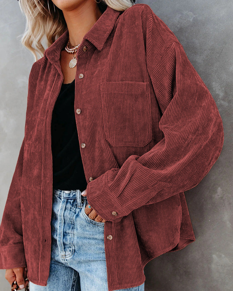 Wrenley | Women's Corduroy Oversized Button Down Shirt