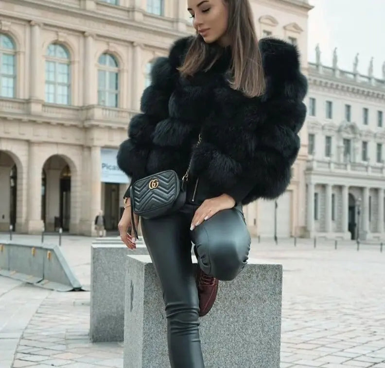 Talia | Women's Faux Fur Cropped Winter Jacket Coat
