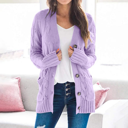 Elara | Women's Cosy Knit Cable Cardigan with Pockets