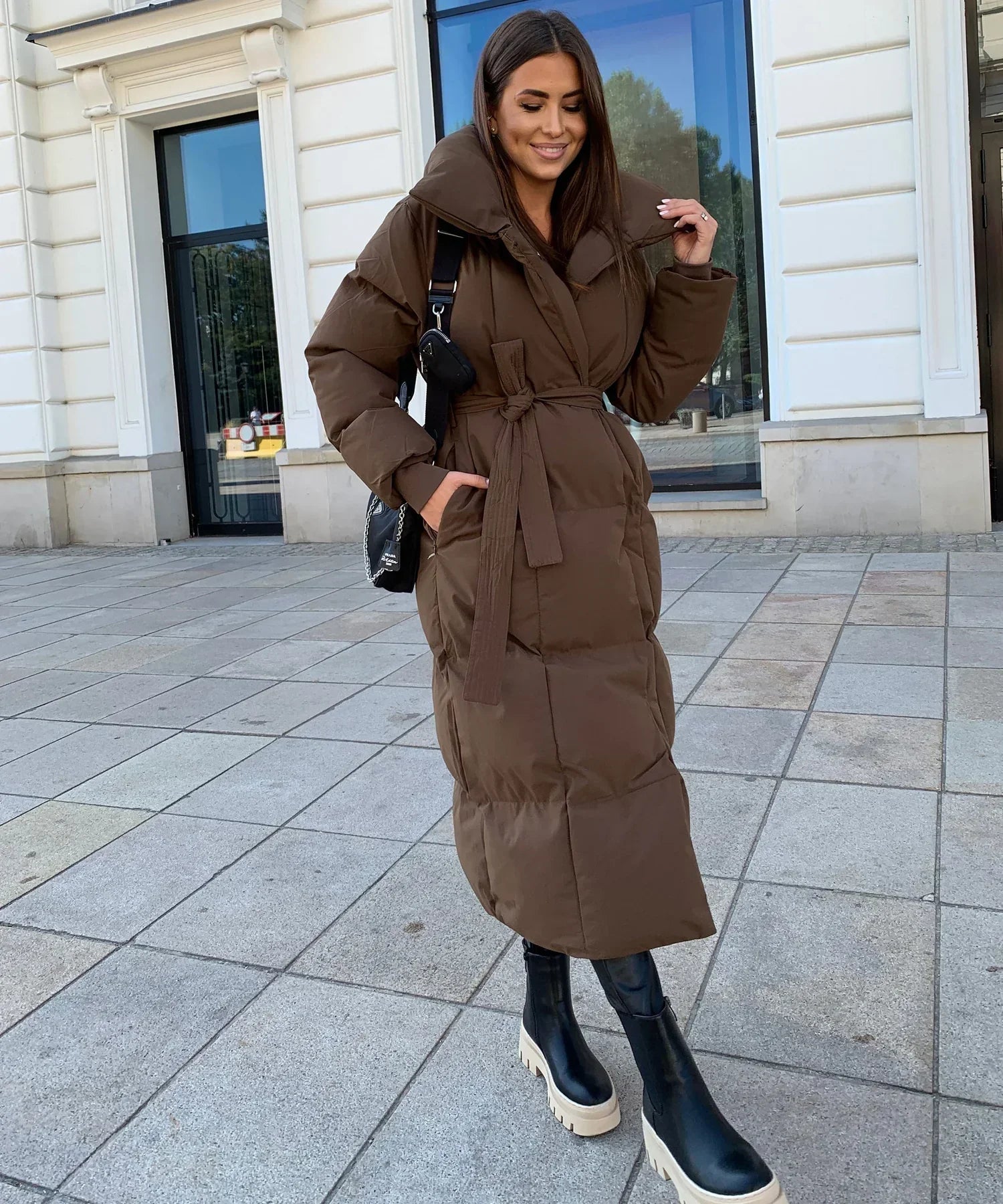 Noelle | Women's Longline Belted Puffer Winter Coat