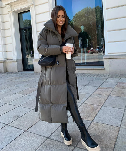 Noelle | Women's Longline Belted Puffer Winter Coat