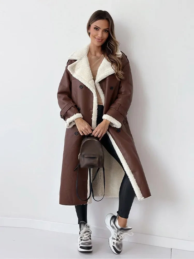 Liriana | Women's Longline Shearling Trim Winter Coat