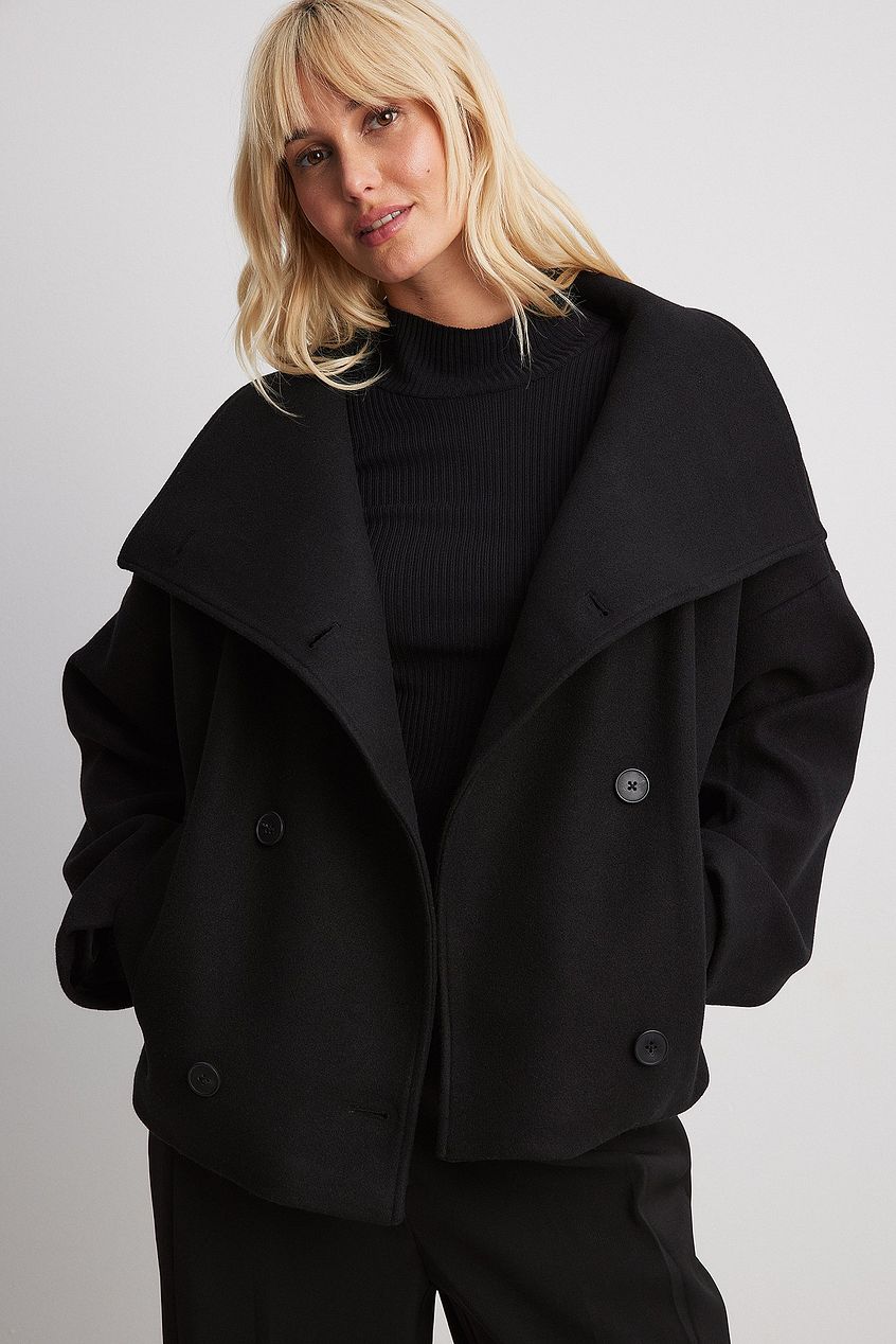 Brigitte | Women's Double-Breasted Wool Blend Short Pea Coat