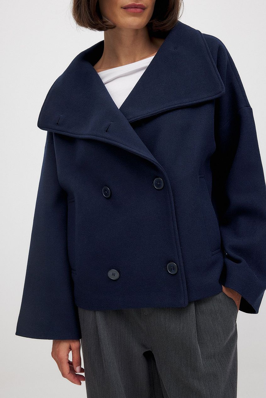 Brigitte | Women's Double-Breasted Wool Blend Short Pea Coat