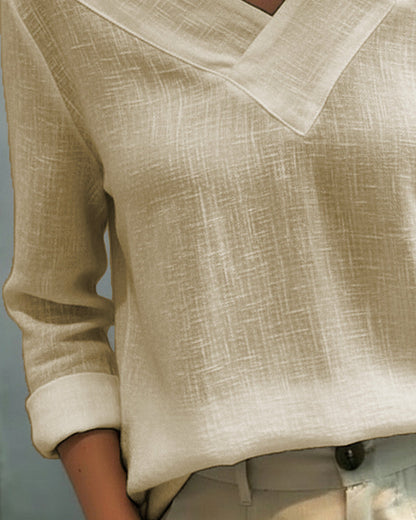 Aria | Off Shoulder Asymmetric V Neck Long Sleeve Relaxed Top