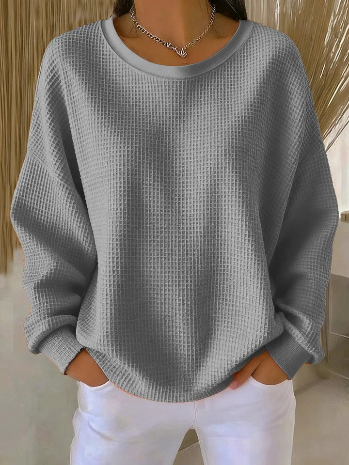 Linnea | Women's Waffle Knit Oversized Long Sleeve Jumper