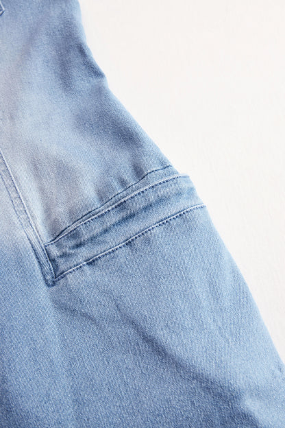 Andromeda | Denim Button Front Sleeveless Raw Hem Wide Leg Jumpsuit