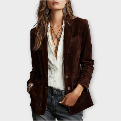 Rosewood | Women's Vintage Suede-Look Tailored Notch Lapel Blazer