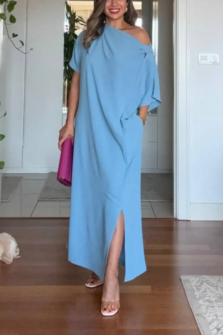 Seraphina | Women's Asymmetric One-Shoulder Draped Maxi Dress