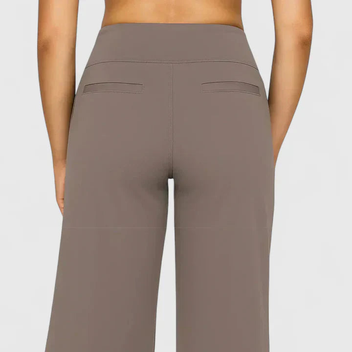 Ame | Wide Waistband High Waist Wide Leg Pocket Casual Pant