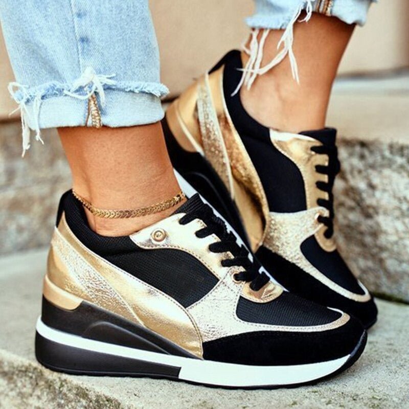 Odalys | Women's Metallic Colour Block Platform Casual Trainer