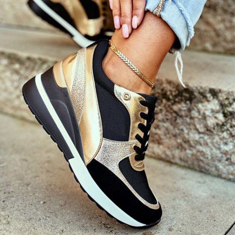 Odalys | Women's Metallic Colour Block Platform Casual Trainer