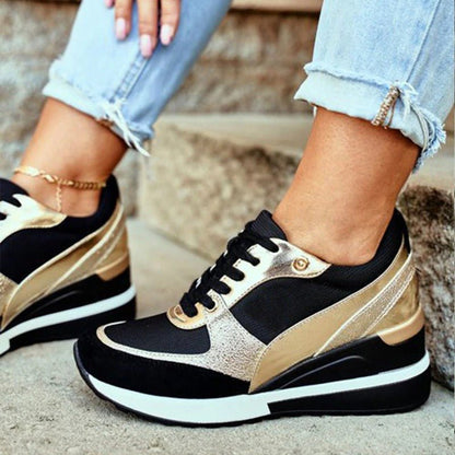 Odalys | Women's Metallic Colour Block Platform Casual Trainer
