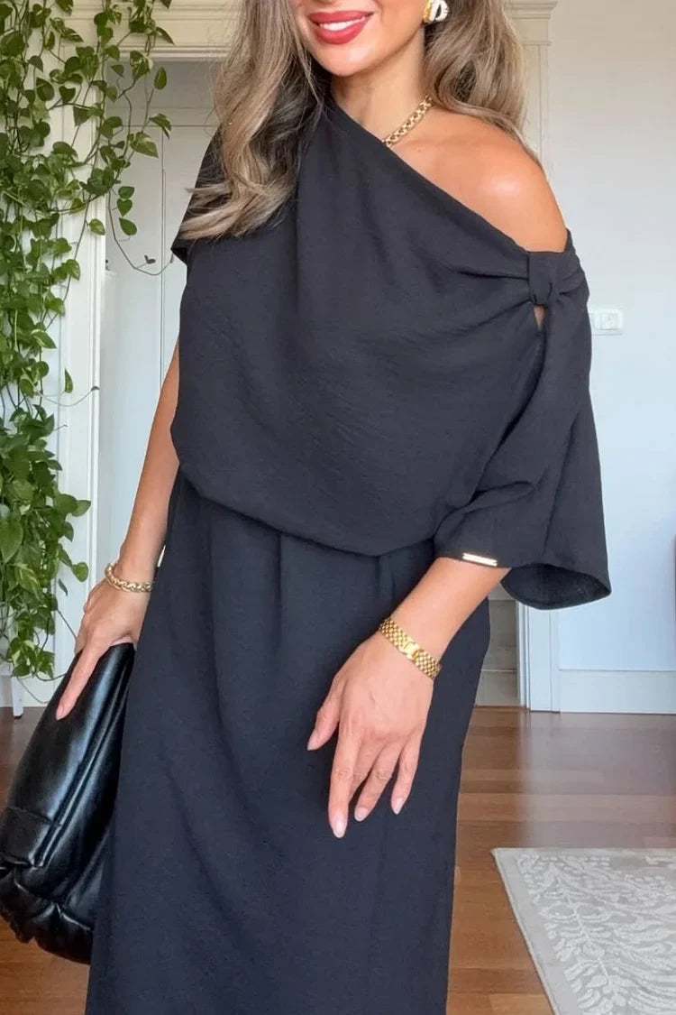 Seraphina | Women's Asymmetric One-Shoulder Draped Maxi Dress