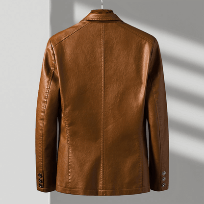 Lorenzo | Men's Leather Blazer Two Button Tailored Jacket