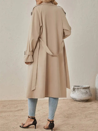 Eleanora | Women's Long Double-Breasted Belted Cuff Trench Coat