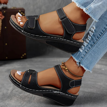 Quinn | Cutout Strap Velcro Ankle Open Toe Orthopedic Walking Sandal