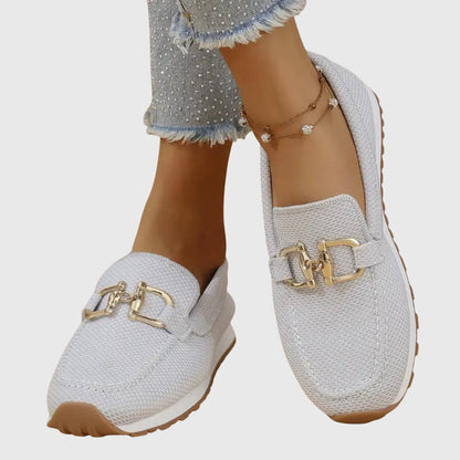 Susana | Loafers Orthopedic Platform Knit Gold Hardware Slip On