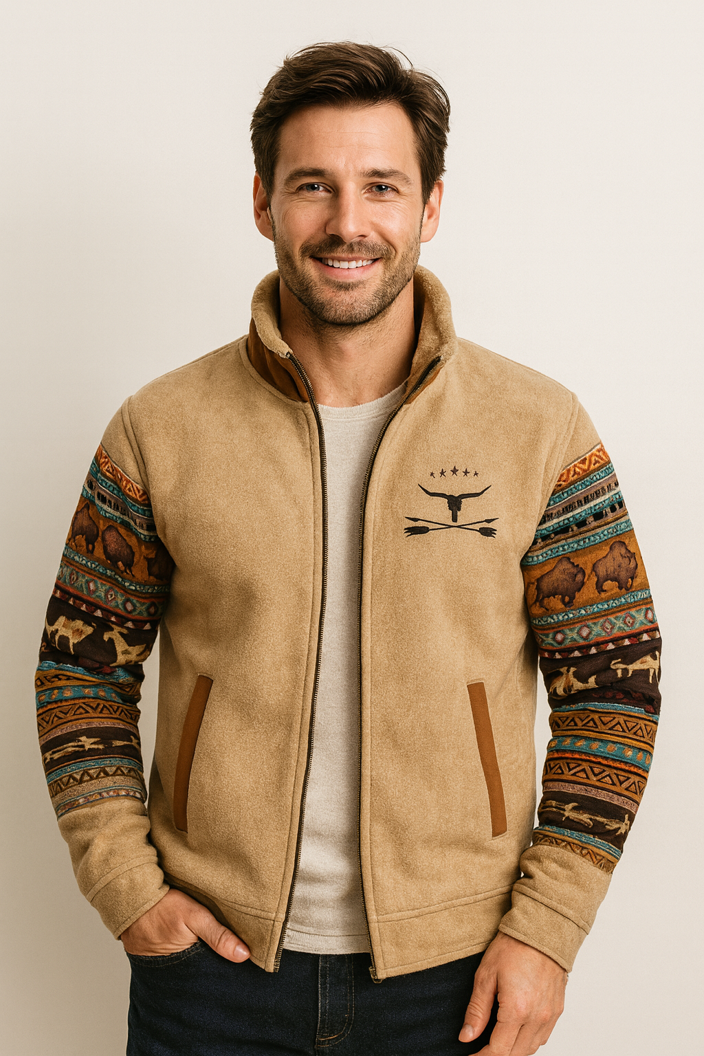 Wyndham | Men's Western Aztec Print Zip-Up Bomber Jacket