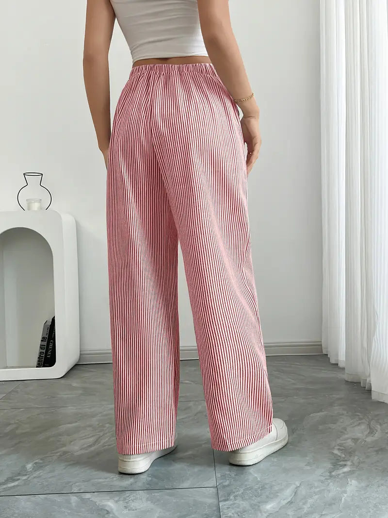 Marisol | Women's Wide Leg Striped Drawstring Beach Pants