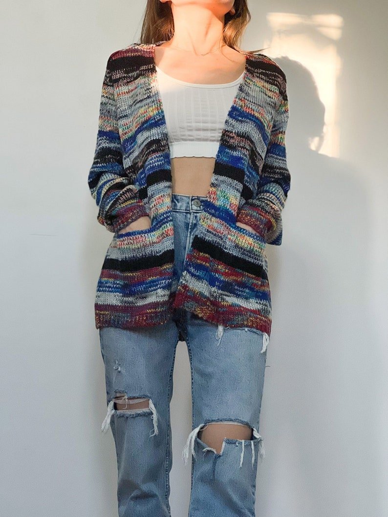 Rosalind | Women's Striped Knit Open Front Cardigan