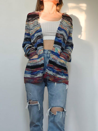 Rosalind | Women's Striped Knit Open Front Cardigan