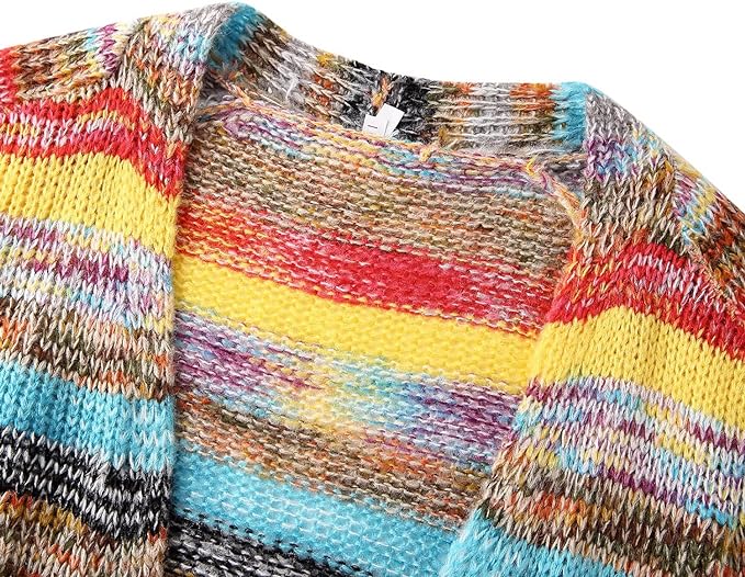 Rosalind | Women's Striped Knit Open Front Cardigan