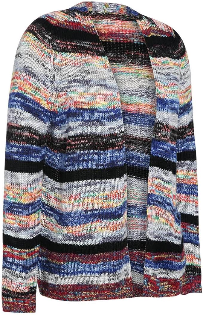 Rosalind | Women's Striped Knit Open Front Cardigan