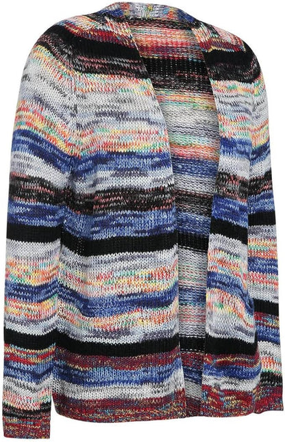 Rosalind | Women's Striped Knit Open Front Cardigan