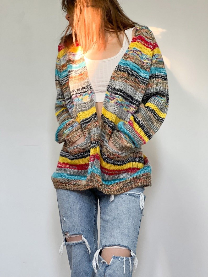 Rosalind | Women's Striped Knit Open Front Cardigan