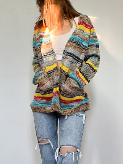 Rosalind | Women's Striped Knit Open Front Cardigan