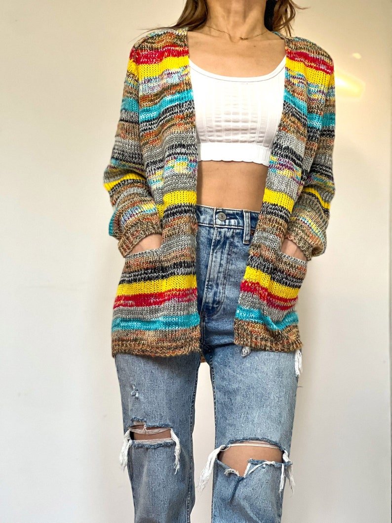 Rosalind | Women's Striped Knit Open Front Cardigan