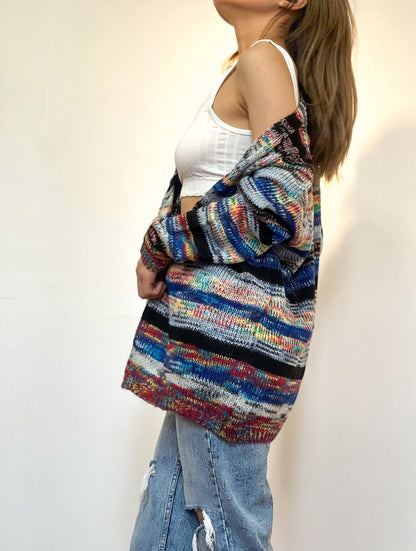 Rosalind | Women's Striped Knit Open Front Cardigan
