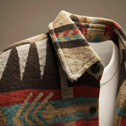 Silas | Men's Aztec Print Wool Blend Relaxed Fit Shacket Jacket