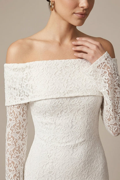 Luna | Lace Off Shoulder Bell Sleeve Maxi Wedding Guest Dress
