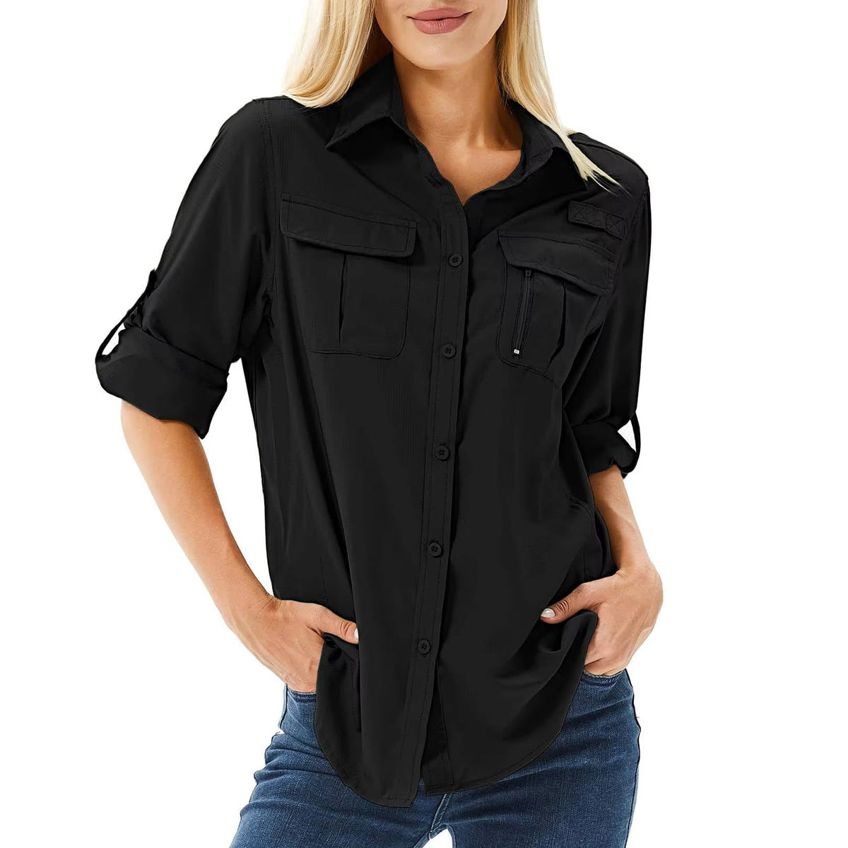 Trek | Women's Long Sleeve Roll-Up Button Down Safari Hiking Shirt