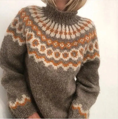 Ingrid | Women's Nordic Pattern Turtleneck Knit Sweater