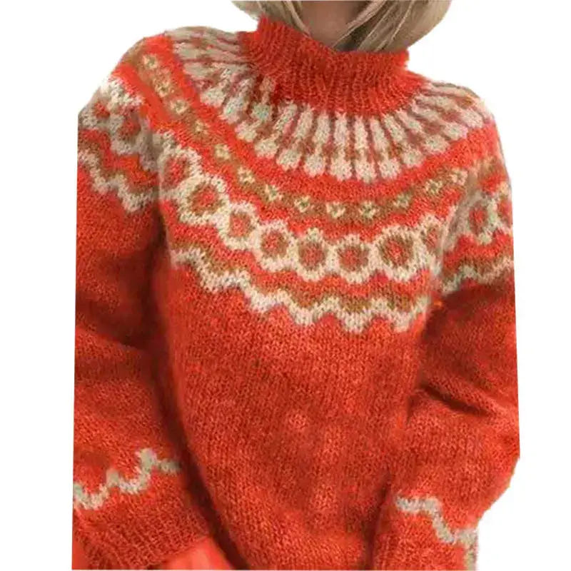 Ingrid | Women's Nordic Pattern Turtleneck Knit Sweater