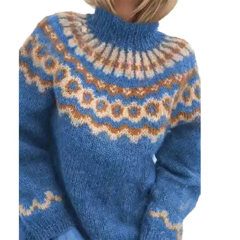 Ingrid | Women's Nordic Pattern Turtleneck Knit Sweater