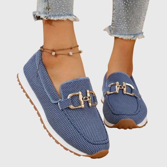 Susana | Loafers Orthopedic Platform Knit Gold Hardware Slip On