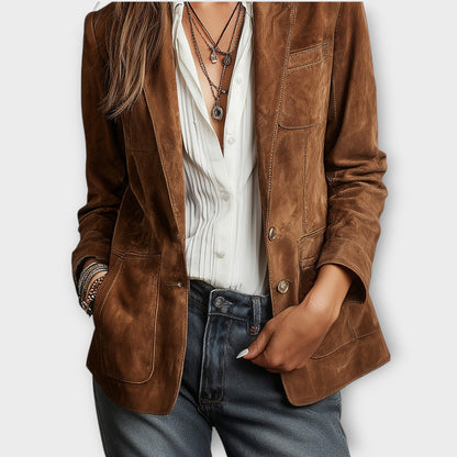 Rosewood | Women's Vintage Suede-Look Tailored Notch Lapel Blazer