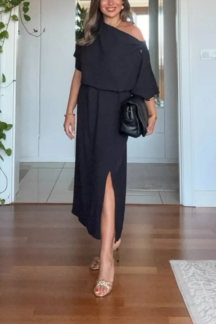 Seraphina | Women's Asymmetric One-Shoulder Draped Maxi Dress