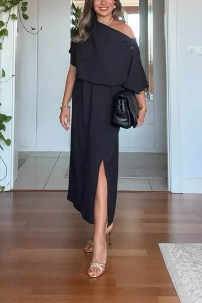 Seraphina | Women's Asymmetric One-Shoulder Draped Maxi Dress